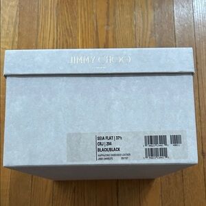 JIMMY CHOO Black Leather Seia Flat Sandals